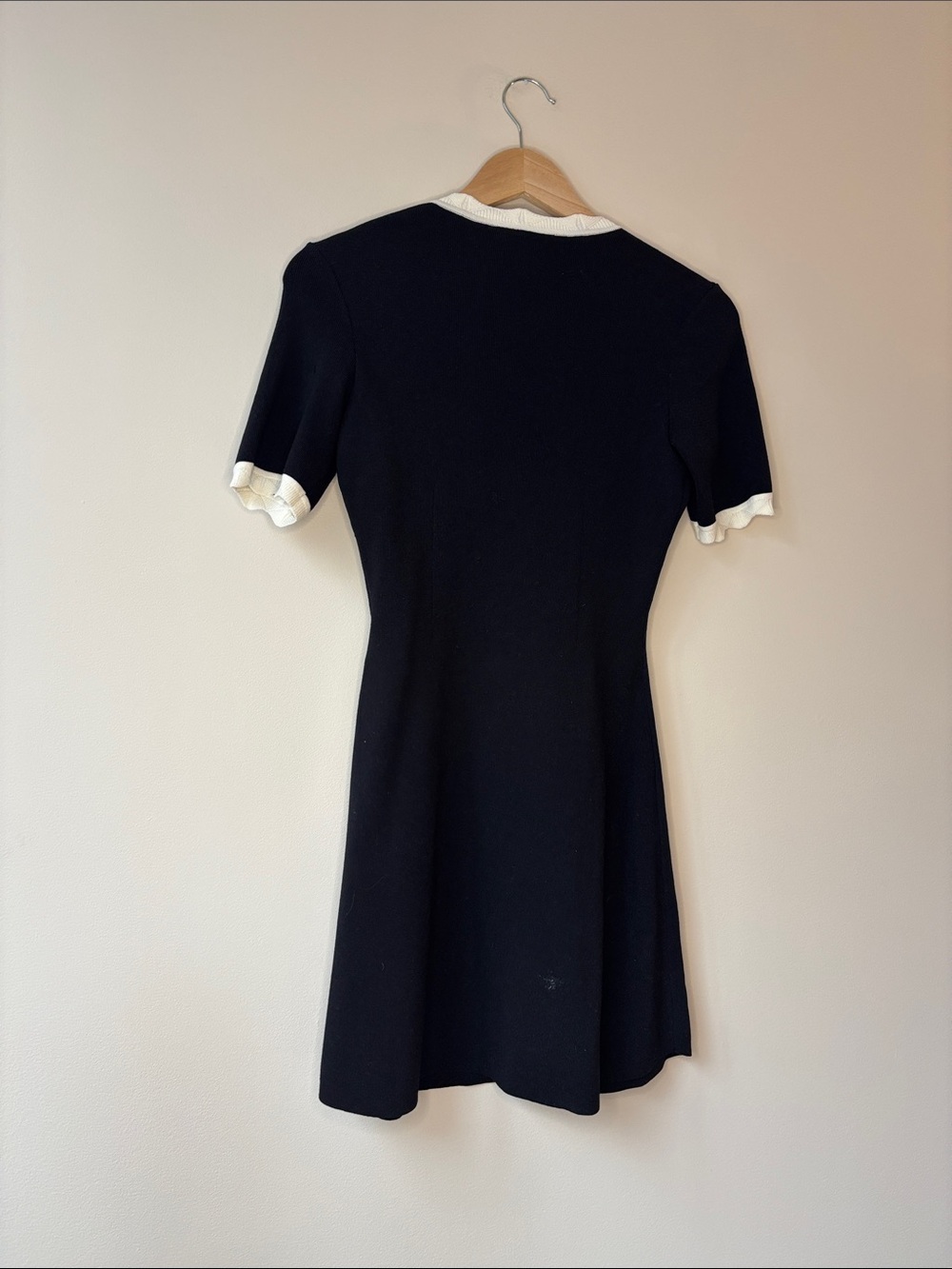 Maje Black Mini Dress with White Contrast Trim - Picture 9 of 9